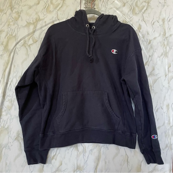 Champion large Reverse Weave blue hoodie pullover pocket long sleeve sweater - Picture 2 of 8